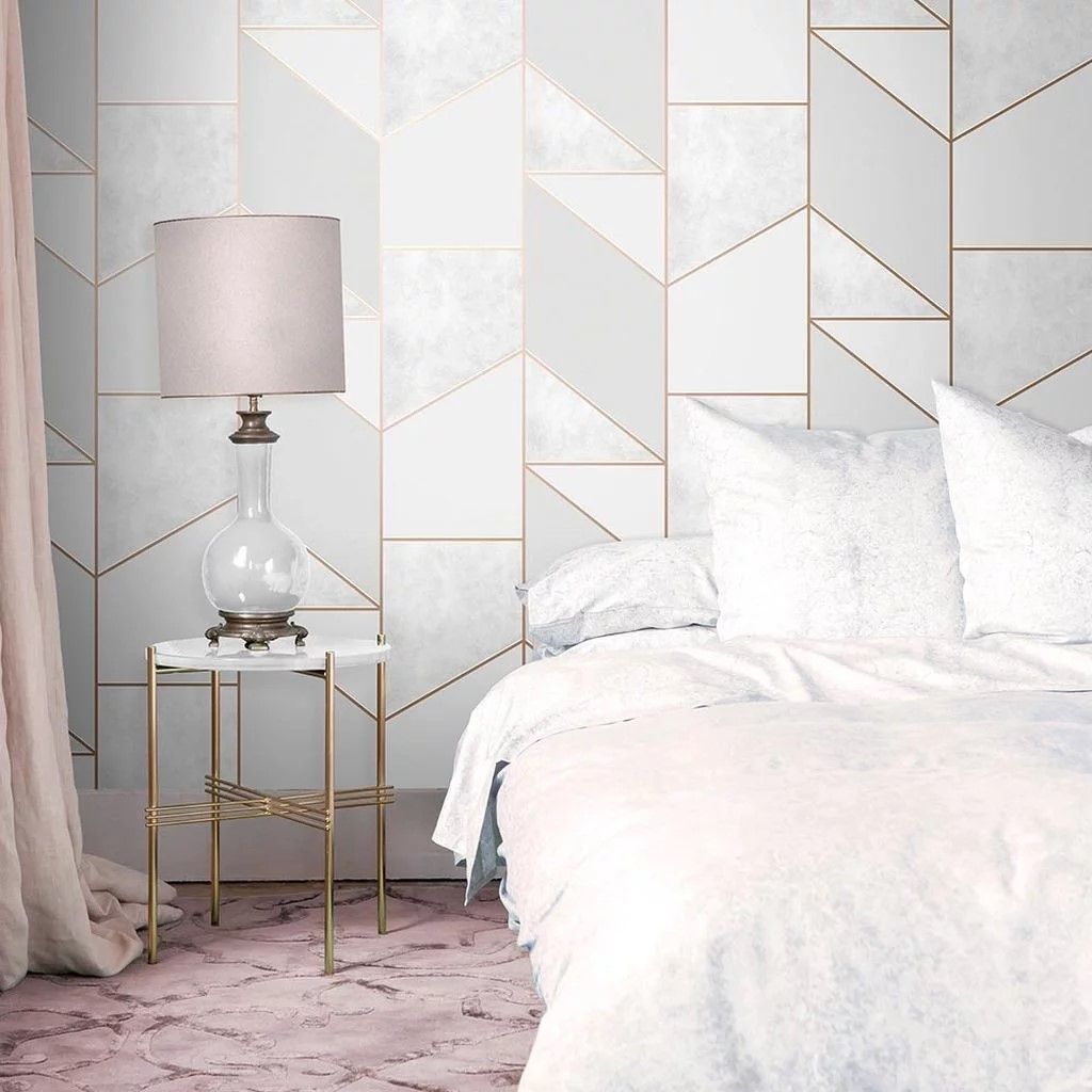 Geo Grey and Rose Gold Wallpaper - Geo Grey and Rose Gold Wallpaper -   16 beauty Room wallpaper ideas
