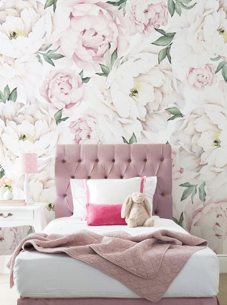 Peony Flower Mural Wallpaper, Pink, Watercolor Peony Extra Large Wall Art, Peel and Stick Wall Mural - Peony Flower Mural Wallpaper, Pink, Watercolor Peony Extra Large Wall Art, Peel and Stick Wall Mural -   16 beauty Room wallpaper ideas