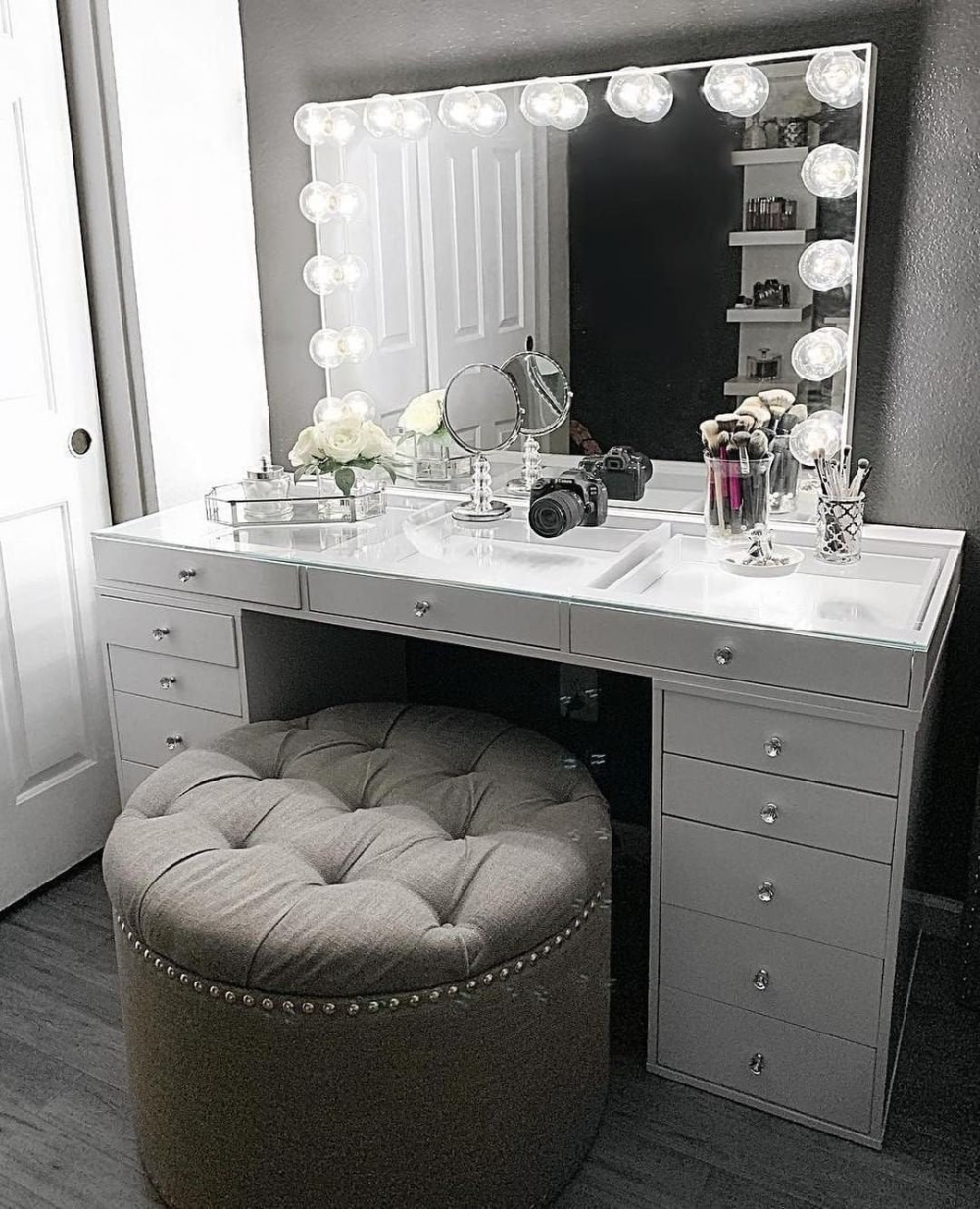 Hollywood Makeup Vanity Mirror with Lights-Impressions Vanity Glow Pro Makeup Vanity Mirror with Dimmer Lights for Tabletop or Wall Mounted - Hollywood Makeup Vanity Mirror with Lights-Impressions Vanity Glow Pro Makeup Vanity Mirror with Dimmer Lights for Tabletop or Wall Mounted -   16 black beauty Room ideas