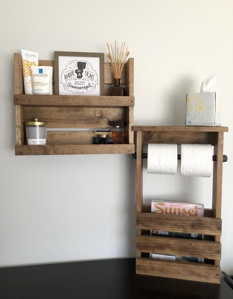 Bathroom Shelf And Toilet Paper Holder Set, Bathroom Wall Mounted Shelf And Free Standing Double Toilet Paper Storage, Fixer Upper Design - Bathroom Shelf And Toilet Paper Holder Set, Bathroom Wall Mounted Shelf And Free Standing Double Toilet Paper Storage, Fixer Upper Design -   16 diy Bathroom pallet ideas