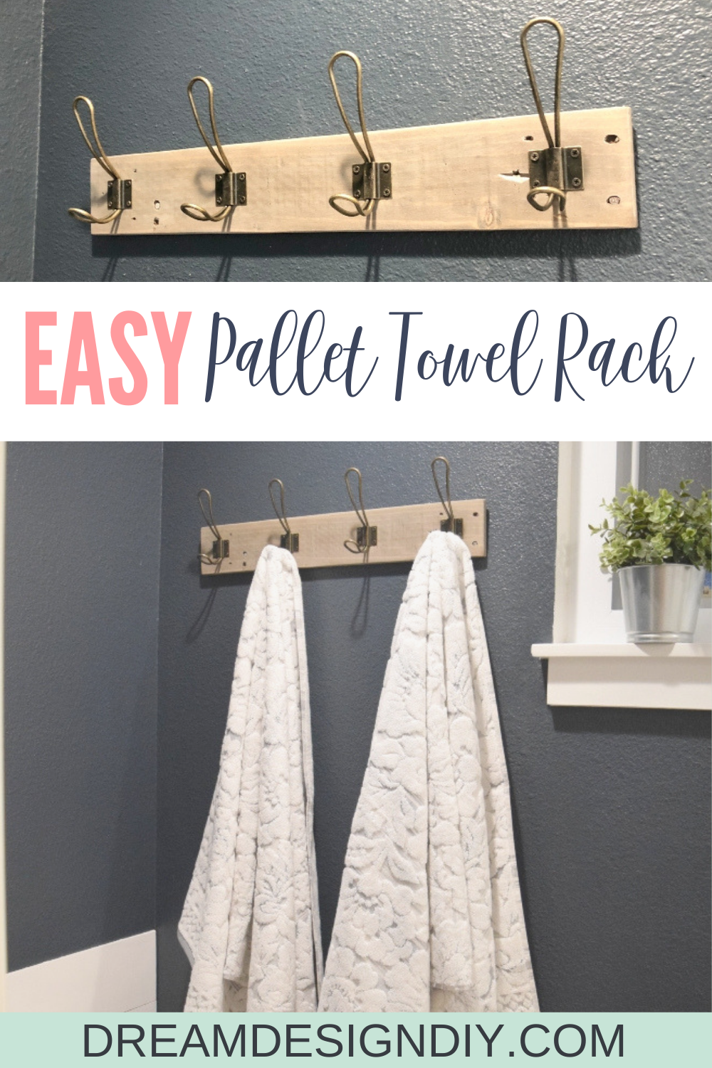 Easy DIY Pallet Towel Rack - Dream Design DIY - Easy DIY Pallet Towel Rack - Dream Design DIY -   16 diy Bathroom pallet ideas