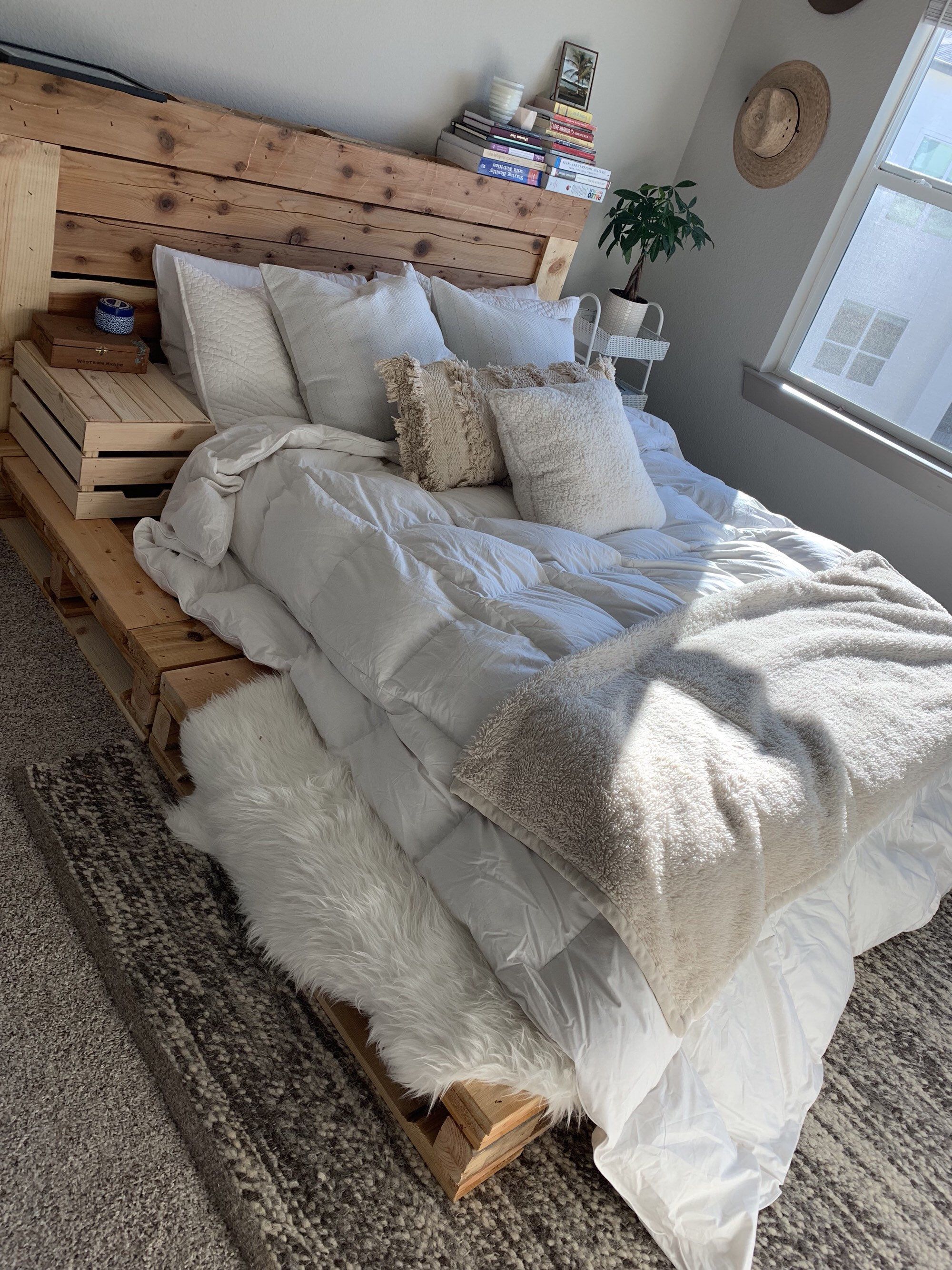 Pallet Bed - The Oversized Queen - Includes Headboard and Platform - Pallet Bed - The Oversized Queen - Includes Headboard and Platform -   16 diy Bed Frame boho ideas