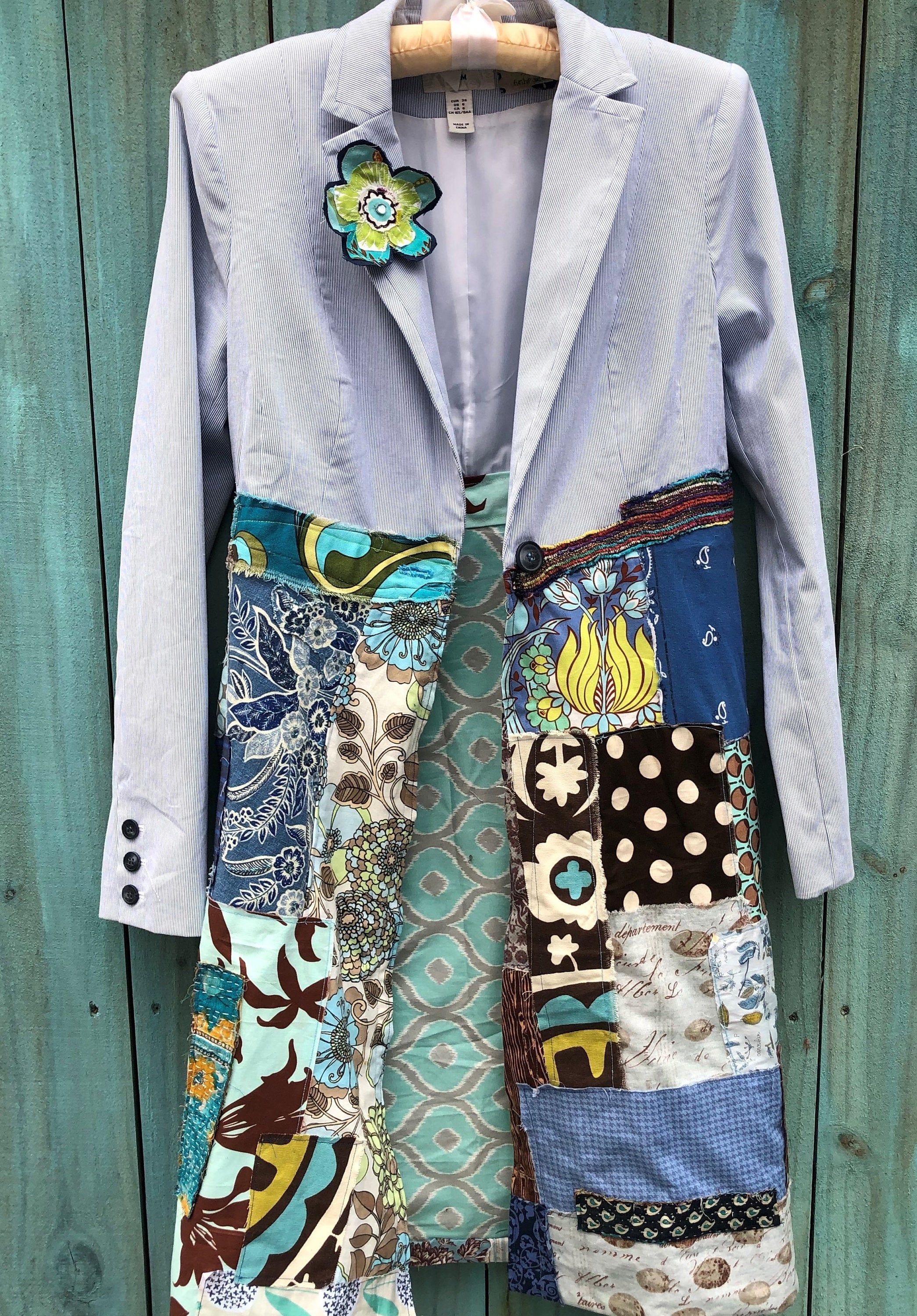 long upcycled patchwork jacket hippie jacket boho - long upcycled patchwork jacket hippie jacket boho -   16 diy Clothes hippie ideas