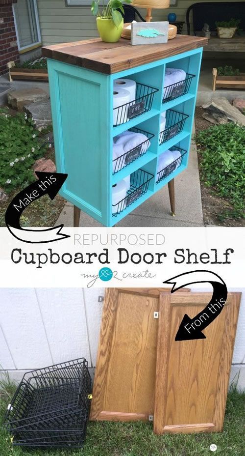 DIY Old Cupboard Door Shelf - DIY Old Cupboard Door Shelf -   16 diy Muebles reciclados ideas
