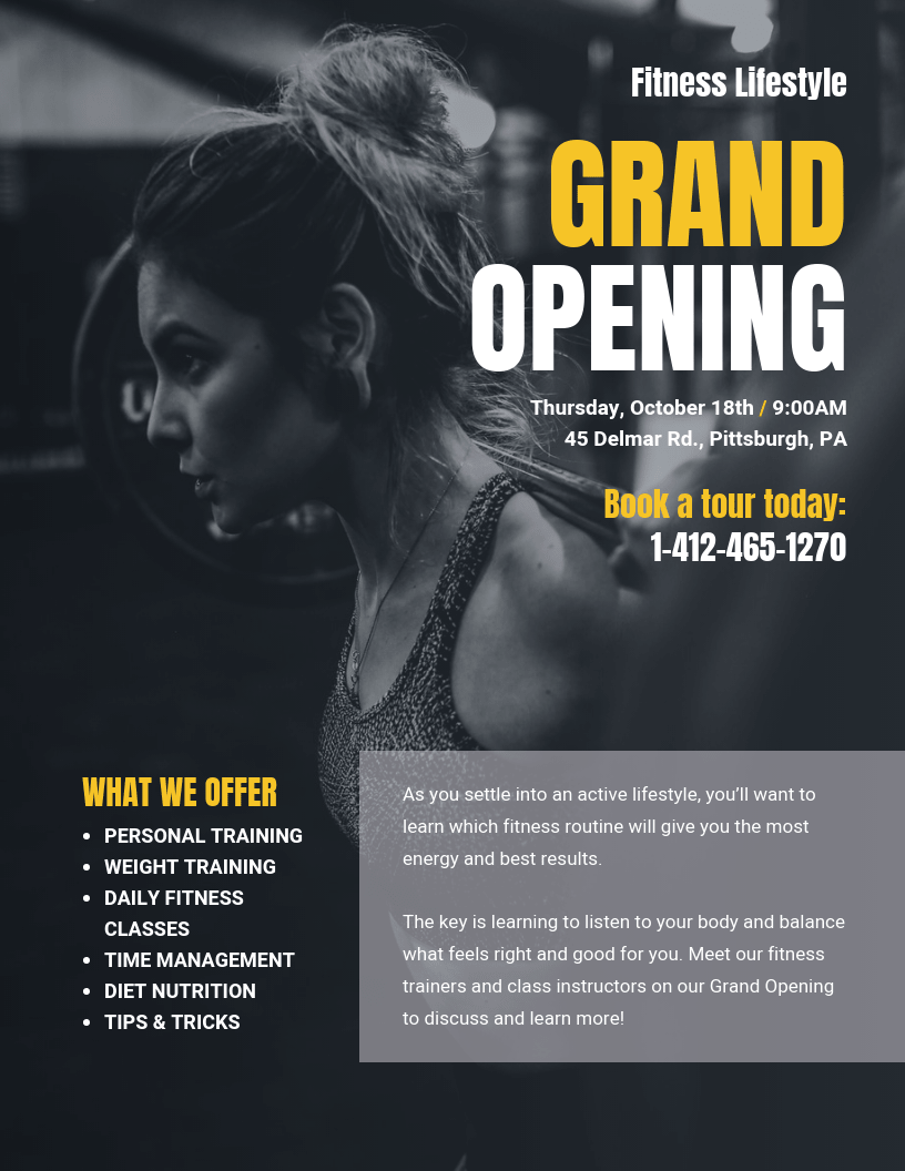 Fitness Grand Opening Event Poster Template - Fitness Grand Opening Event Poster Template -   16 fitness Design layout ideas