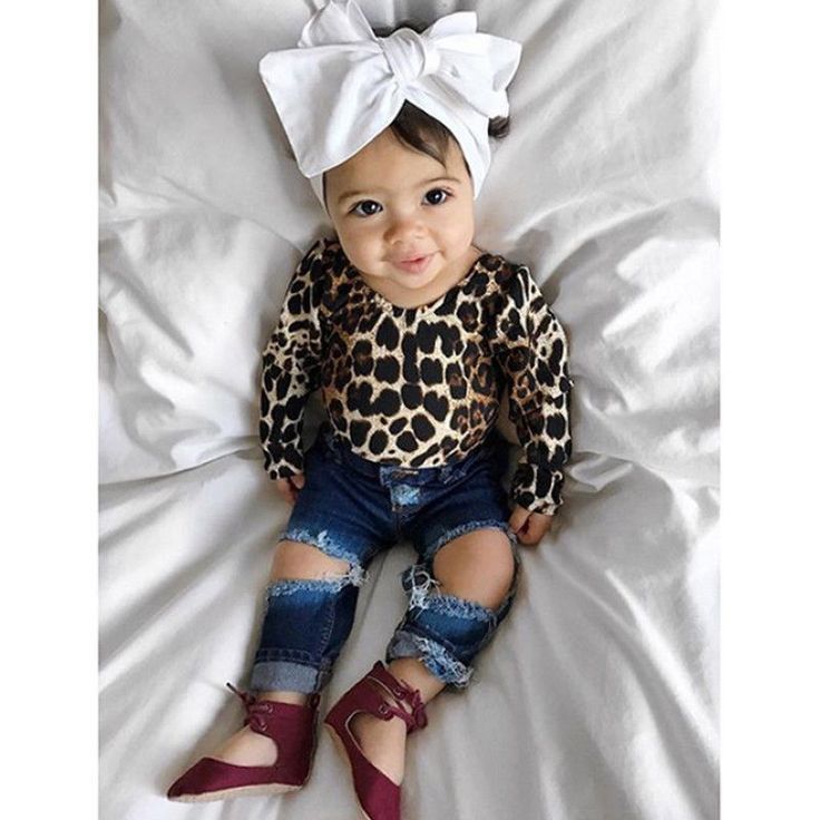 Kids Baby Girl Leopard Outfits Long Sleeve Tops+Ripped Denim Jeans Pants Clothes  | eBay - Kids Baby Girl Leopard Outfits Long Sleeve Tops+Ripped Denim Jeans Pants Clothes  | eBay -   17 baby style Girl ideas