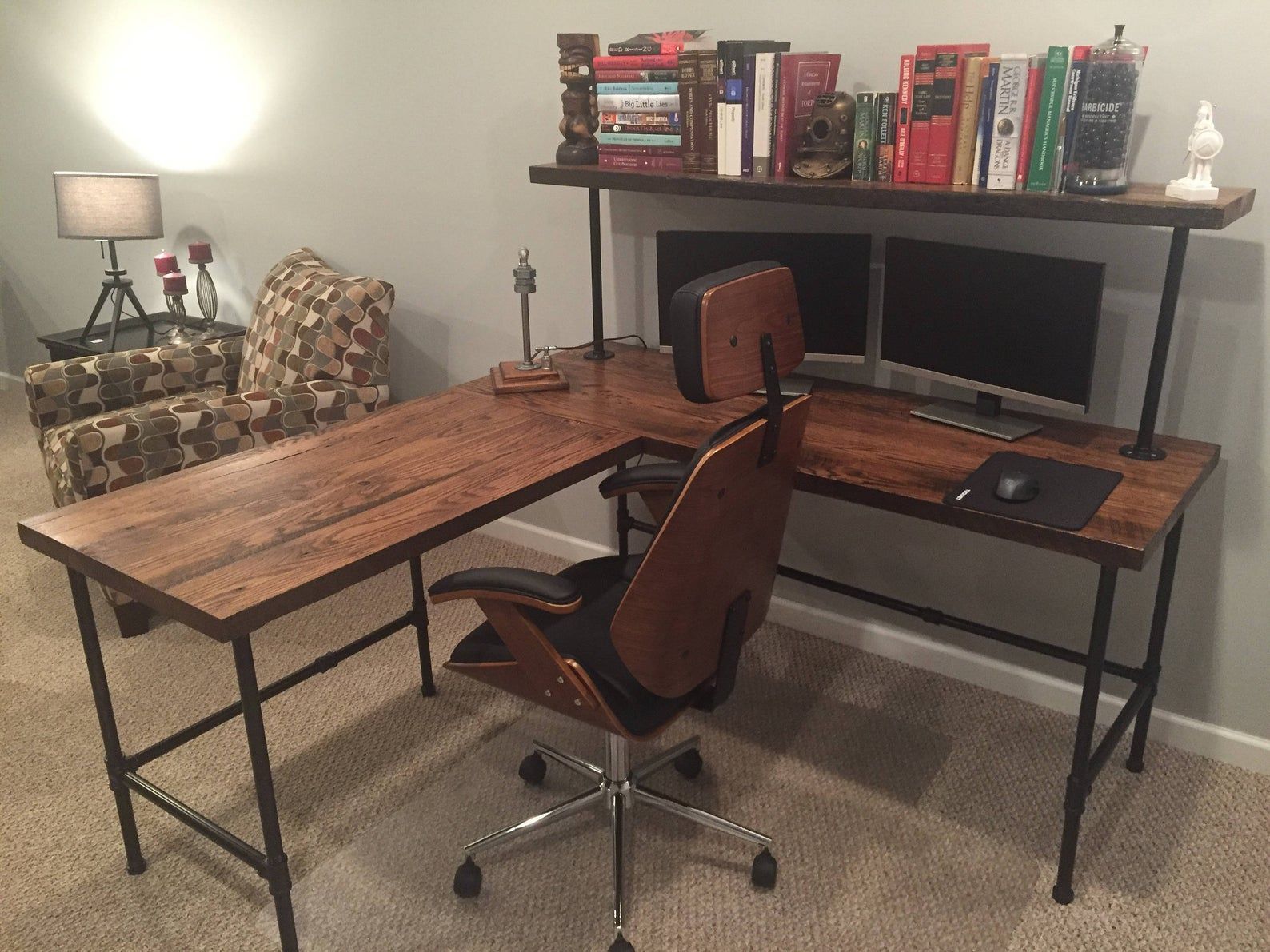 Desk, Customized L Shaped Desk, Corner Desk, Reclaim Wood Desk L Table,  Custom Computer Wood Desk , Solid Oak W/ 28