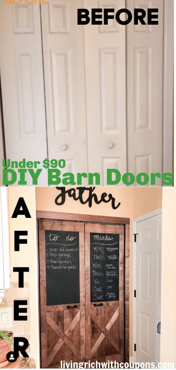 DIY Barn Doors: Turn White Bi-fold Doors into Barn Doors for Under $90 | - DIY Barn Doors: Turn White Bi-fold Doors into Barn Doors for Under $90 | -   17 diy House on a budget ideas