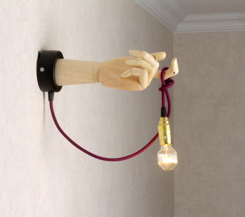Wooden wall sconce, Pinocchio toy, wooden lamp, transformer human hand. Human parts art design. Wall lamp Loft lighting - Wooden wall sconce, Pinocchio toy, wooden lamp, transformer human hand. Human parts art design. Wall lamp Loft lighting -   17 diy Lamp design ideas