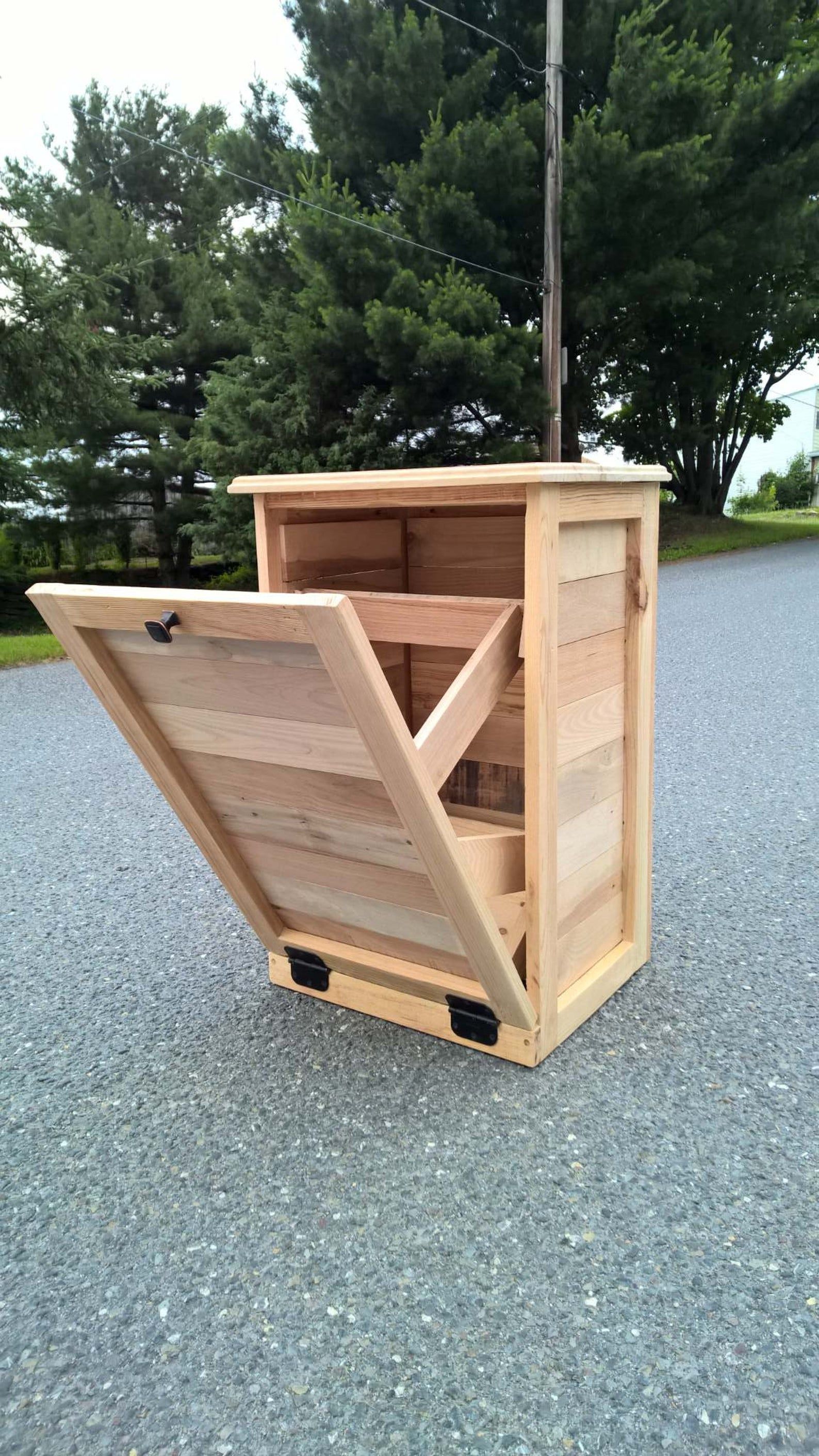Tilt Out Garbage Can, Wood Furniture, Pallet wood, Rustic Wood Trash Can - Tilt Out Garbage Can, Wood Furniture, Pallet wood, Rustic Wood Trash Can -   17 diy Wood cabinet ideas