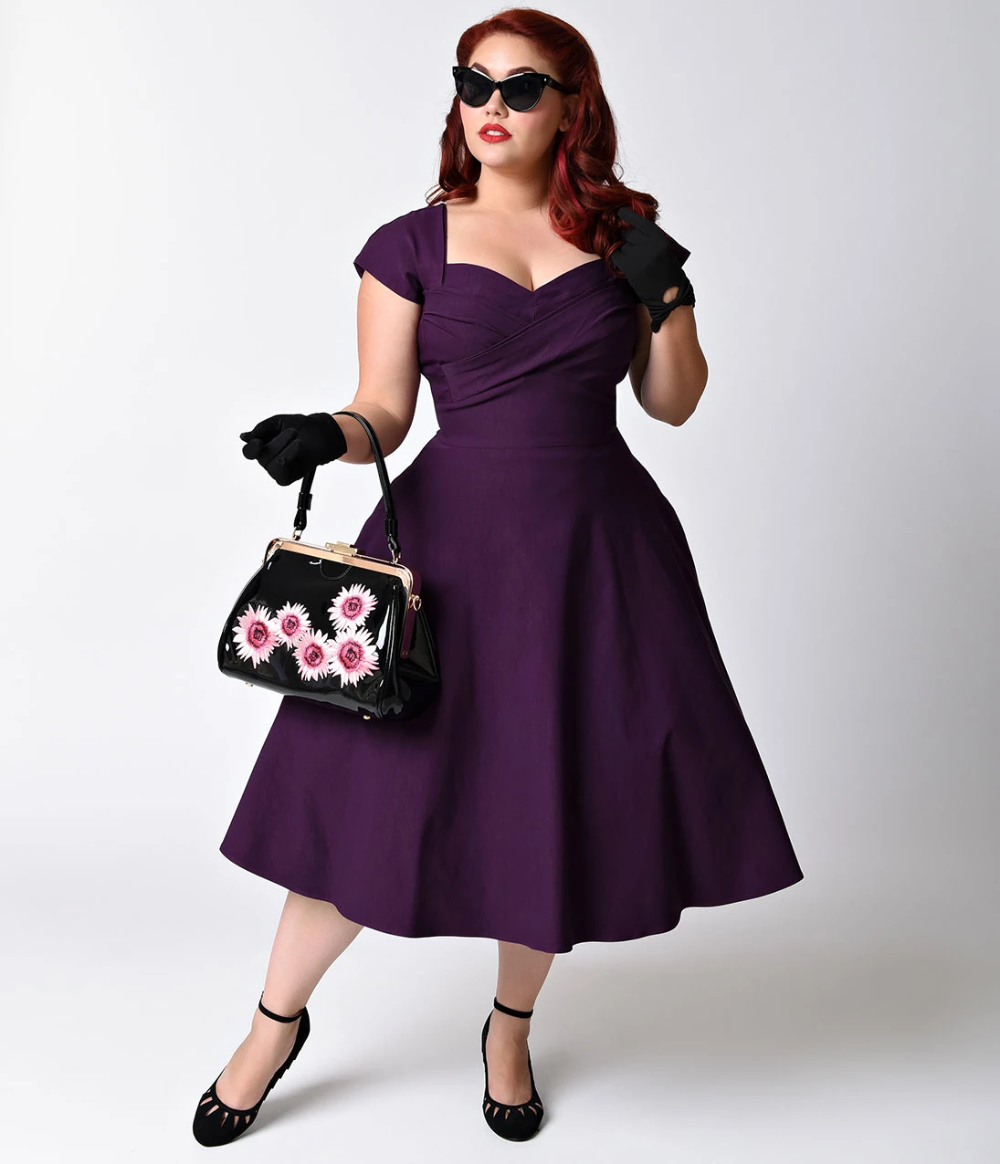 Stop Staring! Plus Size Mad Style Eggplant Cap Sleeve Swing Dress - Stop Staring! Plus Size Mad Style Eggplant Cap Sleeve Swing Dress -   17 style Vintage dress ideas