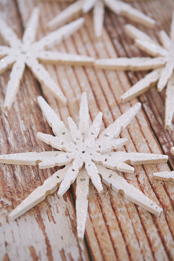 Glittered Clothespin Snowflakes - Eighteen25 - Glittered Clothespin Snowflakes - Eighteen25 -   18 diy Christmas snowflakes ideas