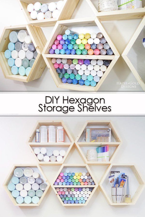 DIY Hexagon Storage Shelves - DIY Hexagon Storage Shelves -   18 diy Crafts organization ideas