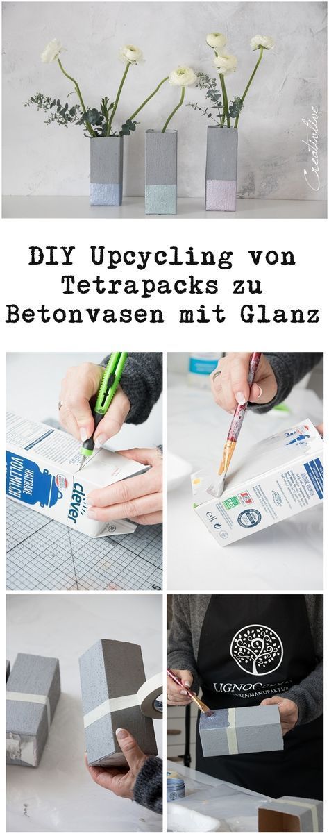 DIY Upcycling Tetrapack als Betonvasen mit Glanz - CreativLIVE - DIY Upcycling Tetrapack als Betonvasen mit Glanz - CreativLIVE -   18 diy Ideen beton ideas