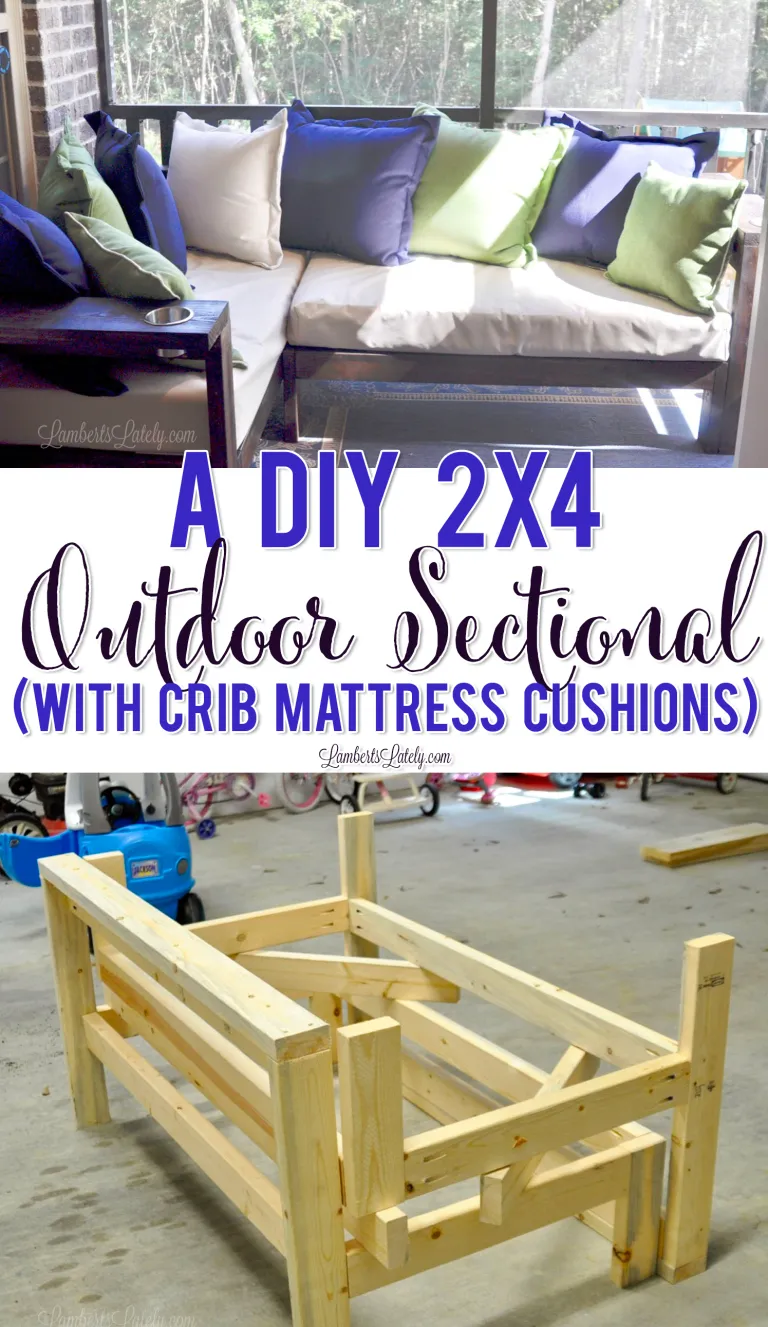 A DIY 2x4 Outdoor Sectional (with Crib Mattress Cushions) | Lamberts Lately - A DIY 2x4 Outdoor Sectional (with Crib Mattress Cushions) | Lamberts Lately -   18 diy Outdoor cushions ideas