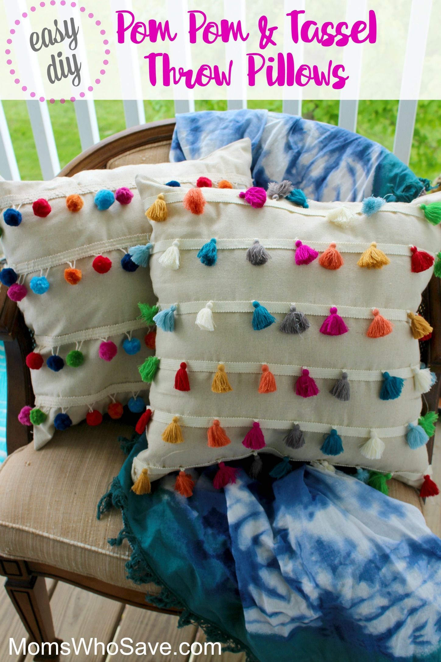 DIY Pom Pom and Tassel Throw Pillows - DIY Pom Pom and Tassel Throw Pillows -   18 diy Pillows decorative ideas