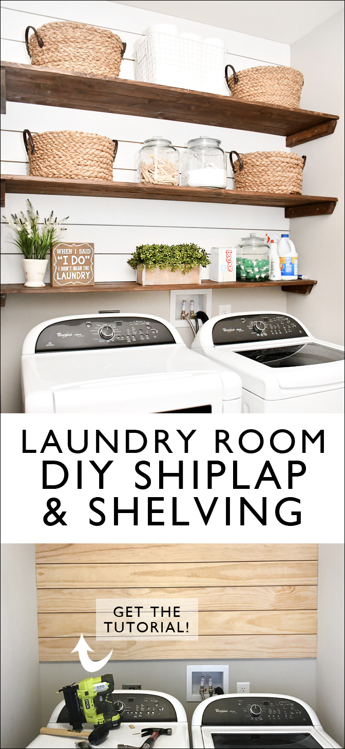 Laundry Room Shiplap and DIY Wood Shelves - Easy Tutorial - Laundry Room Shiplap and DIY Wood Shelves - Easy Tutorial -   18 diy Shelves laundry ideas