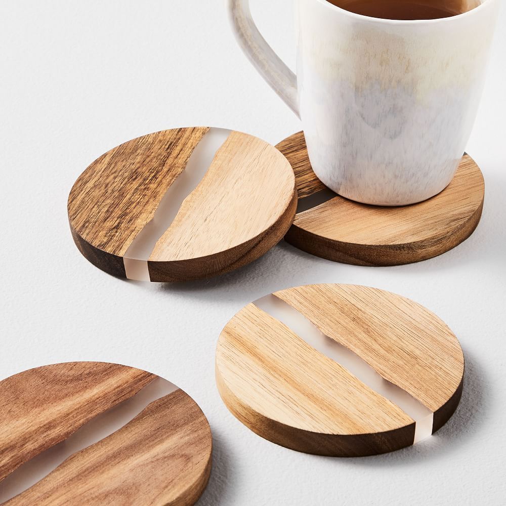 Wood & Resin Coasters (Set of 4) - Wood & Resin Coasters (Set of 4) -   18 diy Table resin ideas