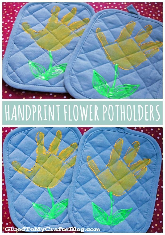 DIY Handprint Flower Potholders – Mother's Day Gift Idea - DIY Handprint Flower Potholders – Mother's Day Gift Idea -   19 diy Crafts for mothers day ideas