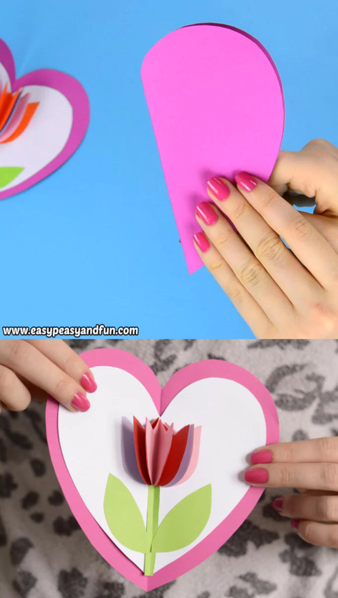 Tulip in a Heart Card - Mother's Day Craft for Kids - Tulip in a Heart Card - Mother's Day Craft for Kids -   19 diy Crafts for mothers day ideas