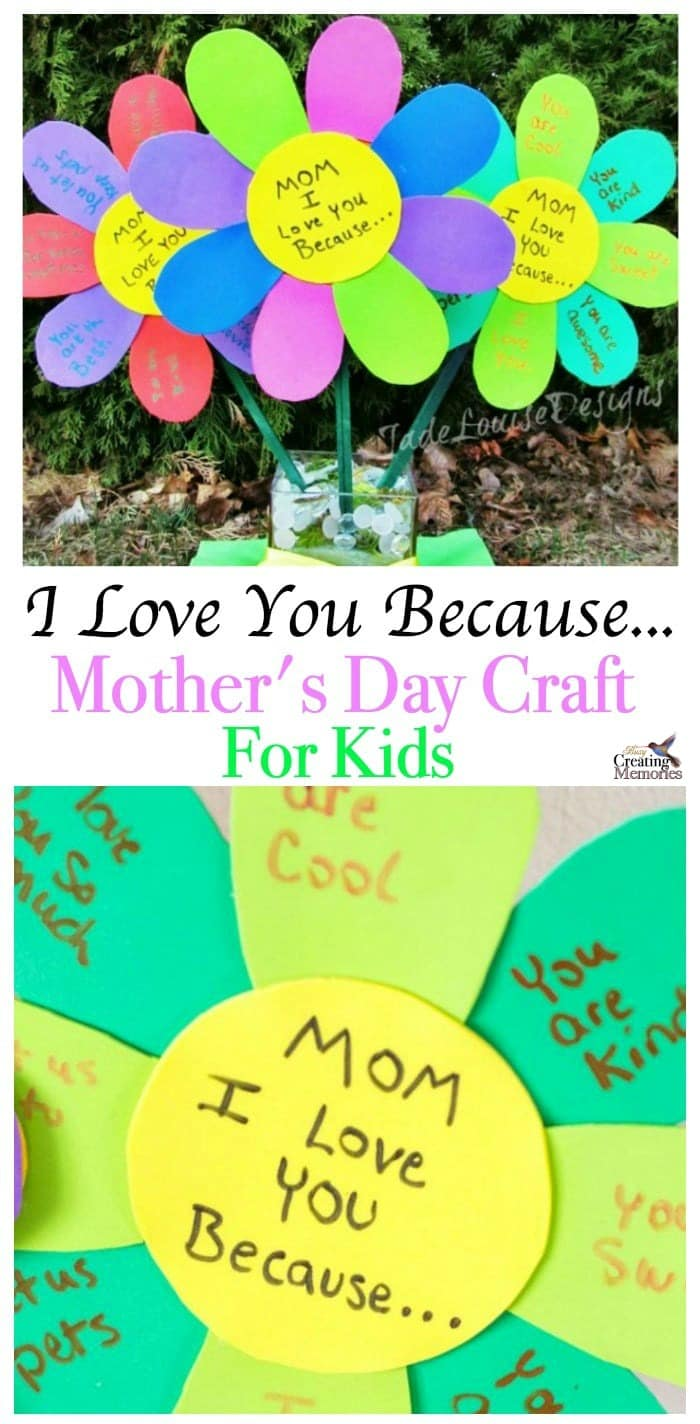 I love you Because Mothers Day Craft flowers for Kids to create - I love you Because Mothers Day Craft flowers for Kids to create -   19 diy Crafts for mothers day ideas