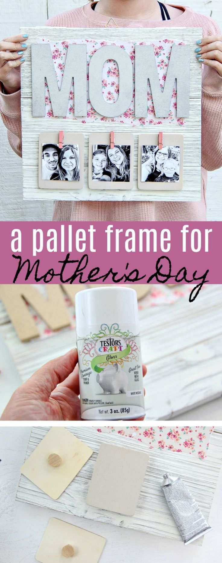 Creative Mother's Day Gift - DIY Pallet Picture Frame - Creative Mother's Day Gift - DIY Pallet Picture Frame -   19 diy Crafts for mothers day ideas