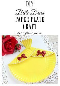 Easy DIY Belle Dress Paper Plate Craft - Seeing Dandy - Easy DIY Belle Dress Paper Plate Craft - Seeing Dandy -   20 beauty And The Beast diy ideas