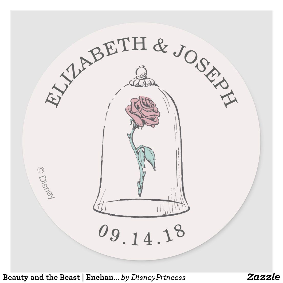 Beauty and the Beast | Enchanted Rose Wedding Classic Round Sticker | Zazzle.com - Beauty and the Beast | Enchanted Rose Wedding Classic Round Sticker | Zazzle.com -   20 beauty And The Beast diy ideas