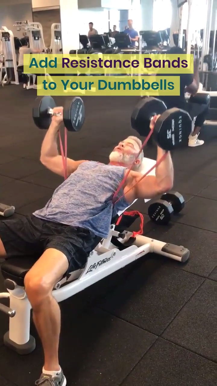 Add A Resistance Band to Your Dumbbell Press - Add A Resistance Band to Your Dumbbell Press -   20 muscle fitness Videos ideas