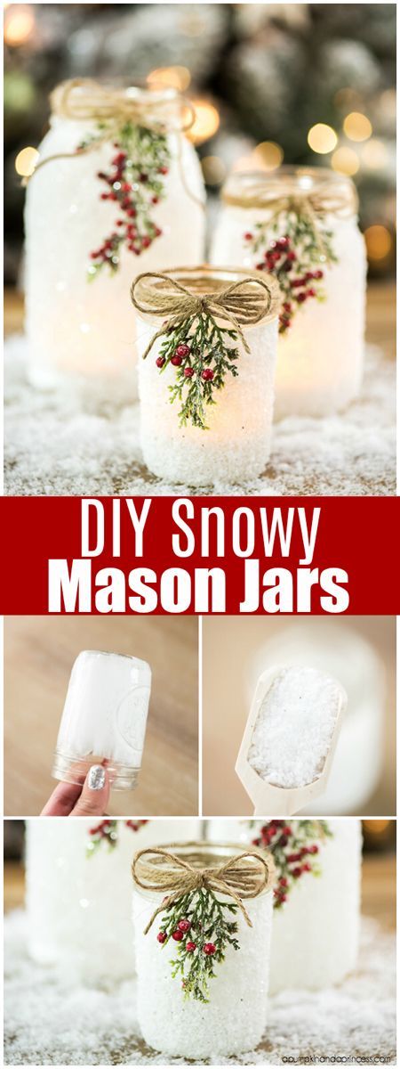 DIY Snowy Mason Jars - DIY Snowy Mason Jars -   22 diy Christmas mason jars ideas