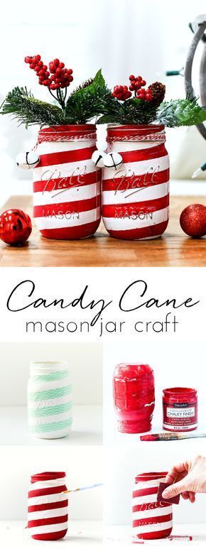 Candy Cane Mason Jars - Mason Jar Crafts Love - Candy Cane Mason Jars - Mason Jar Crafts Love -   22 diy Christmas mason jars ideas