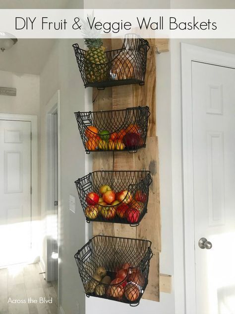 DIY Wall Mounted Fruit and Veggie Holder | Across the Blvd - DIY Wall Mounted Fruit and Veggie Holder | Across the Blvd -   23 diy Kitchen wall ideas