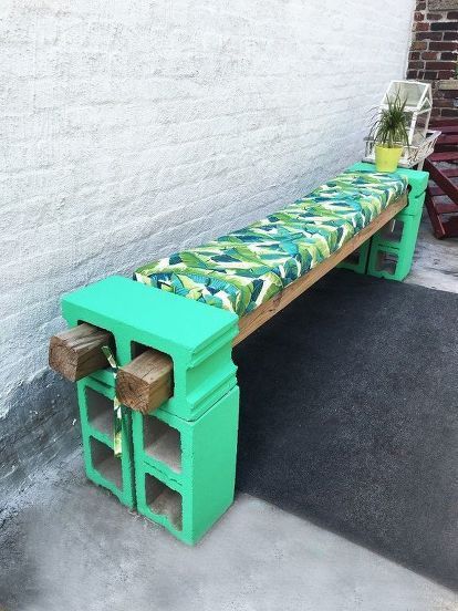 DIY Cement Block Bench - DIY Cement Block Bench -   24 diy Outdoor wall ideas