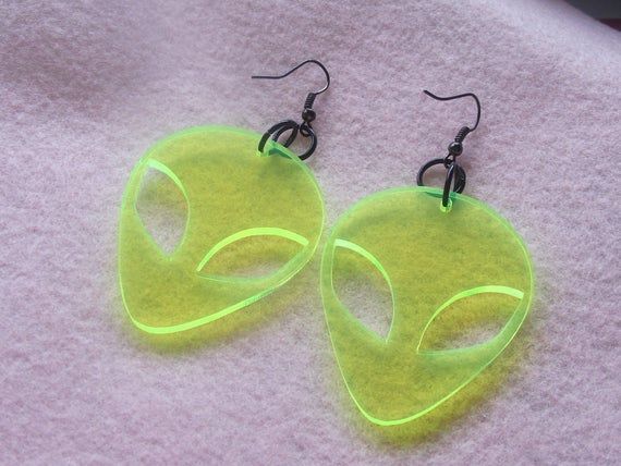 Items similar to Large UFO Earrings - Neon Green - I Want to Believe - Pastel Goth - Grunge - Pastel - Neon - Rave - Alien - Outer Space on Etsy - Items similar to Large UFO Earrings - Neon Green - I Want to Believe - Pastel Goth - Grunge - Pastel - Neon - Rave - Alien - Outer Space on Etsy -   10 style Grunge aliens ideas