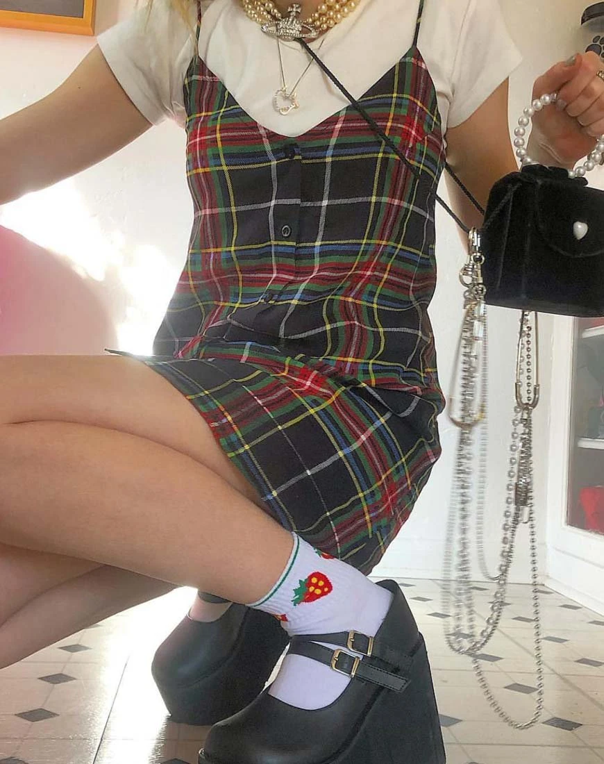 Sanna Slip Dress in Plaid Red Green Yellow and Black - Sanna Slip Dress in Plaid Red Green Yellow and Black -   11 style Indie tumblr ideas