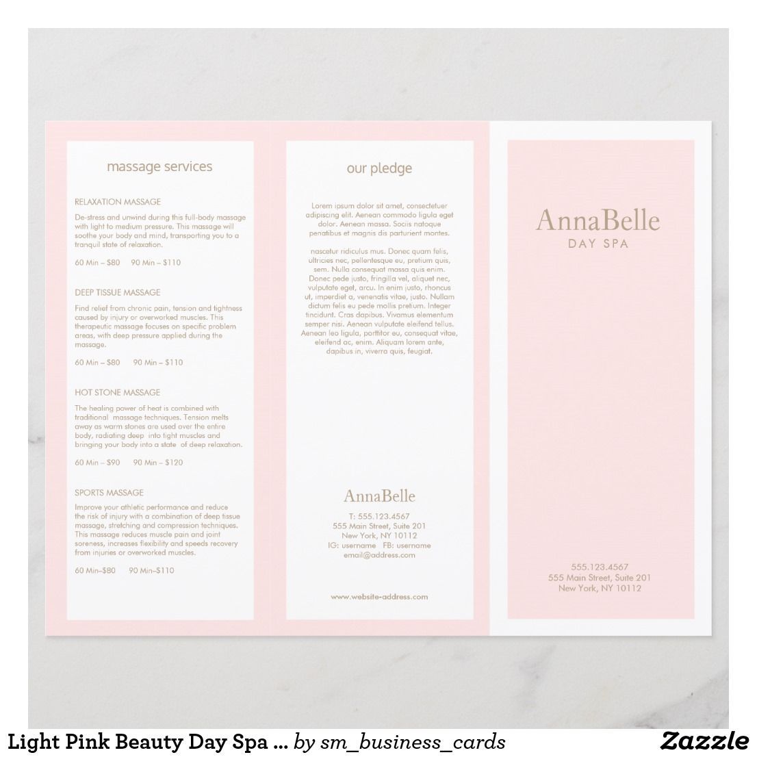 Light Pink Beauty Day Spa Salon TriFold Brochure | Zazzle.com - Light Pink Beauty Day Spa Salon TriFold Brochure | Zazzle.com -   13 beauty Salon brochure ideas