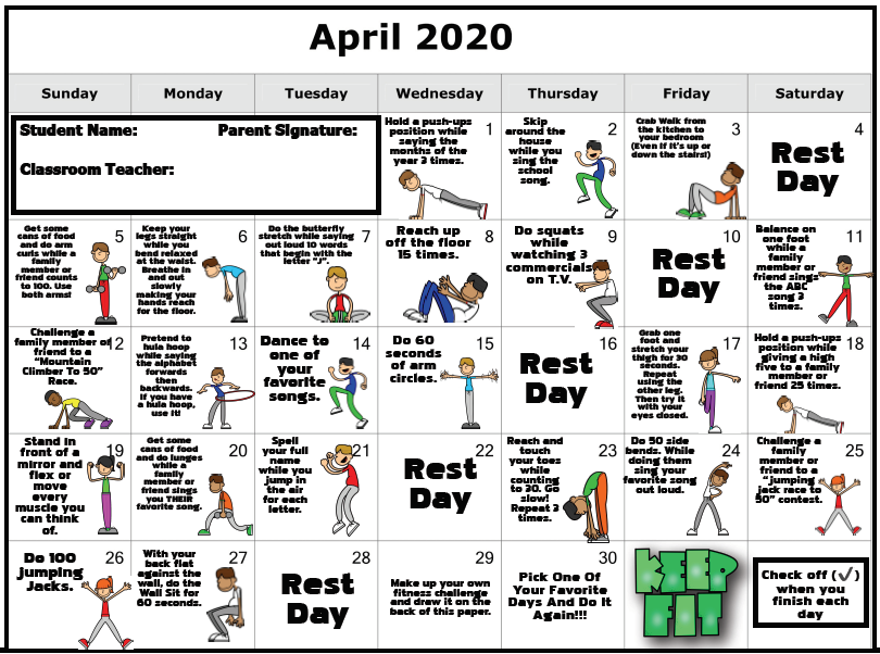 April's Fitness Calendar... - April's Fitness Calendar... -   13 fitness Challenge calendar ideas