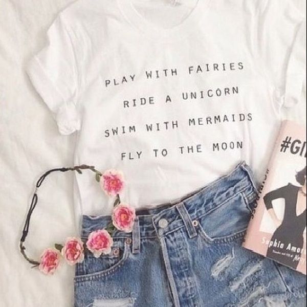 Women Fashion Cute Tumblr Style White Letters Print T Shirt Tops Play With Fairies Ride A Unicorn Swim With Mermaids Fly To The Moon | Wish - Women Fashion Cute Tumblr Style White Letters Print T Shirt Tops Play With Fairies Ride A Unicorn Swim With Mermaids Fly To The Moon | Wish -   13 style Tumblr ado ideas