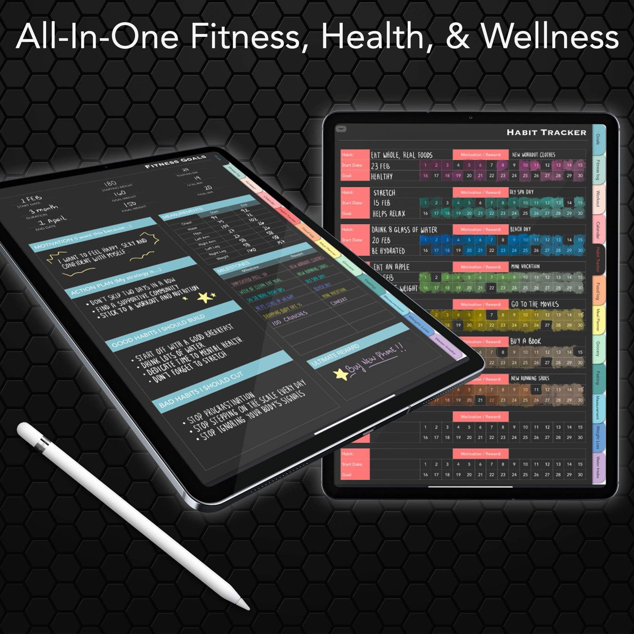 Dark Digital Health & Fitness Planner for Goodnotes, Notability or similar apps - Dark Digital Health & Fitness Planner for Goodnotes, Notability or similar apps -   14 fitness Planner app ideas