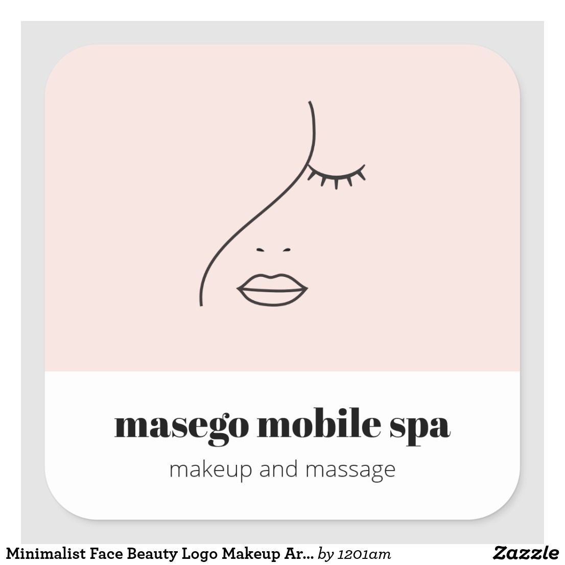 Minimalist Face Beauty Logo Makeup Artist Pink Square Sticker | Zazzle.com - Minimalist Face Beauty Logo Makeup Artist Pink Square Sticker | Zazzle.com -   15 beauty Care logo ideas