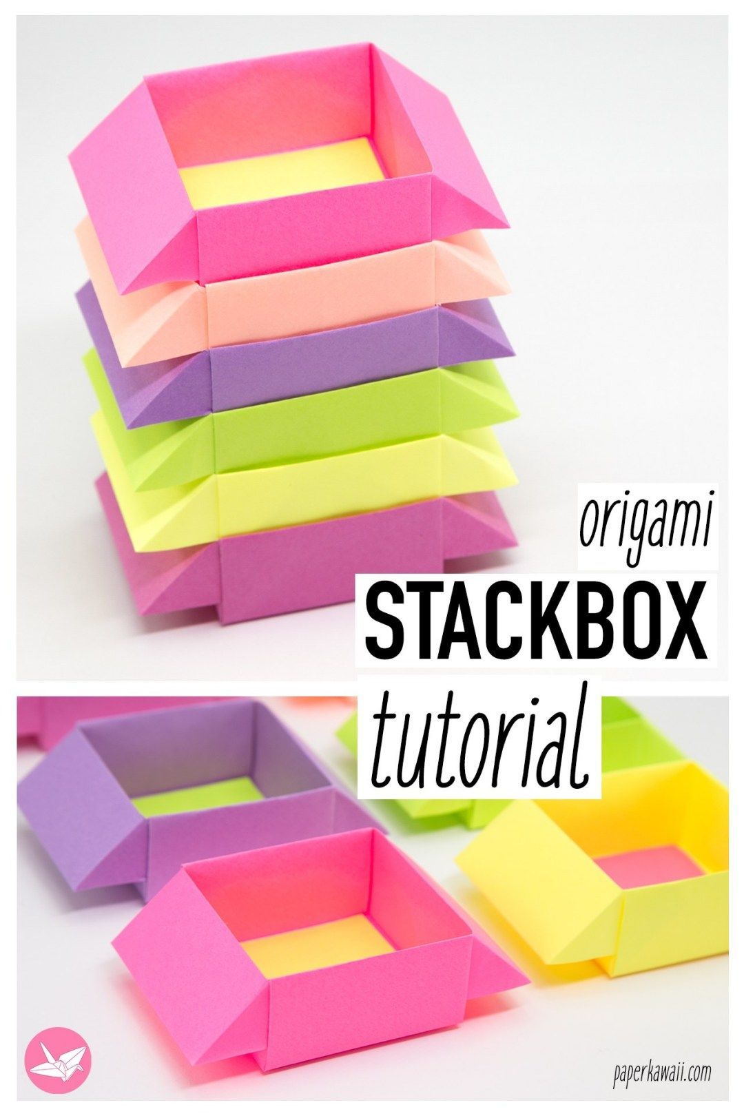 Origami Stackbox Tutorial - Stackable Boxes - Paper Kawaii - Origami Stackbox Tutorial - Stackable Boxes - Paper Kawaii -   15 diy Box easy ideas