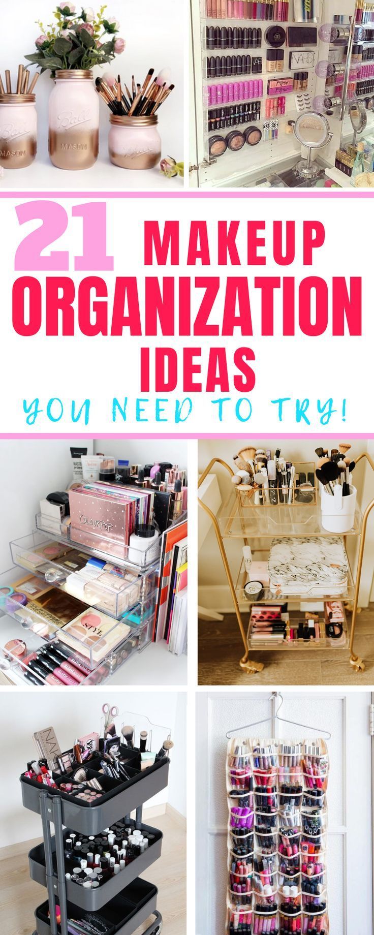 21 Creative Makeup Organization Ideas to Declutter Your Space - 21 Creative Makeup Organization Ideas to Declutter Your Space -   15 diy Organization shelf ideas