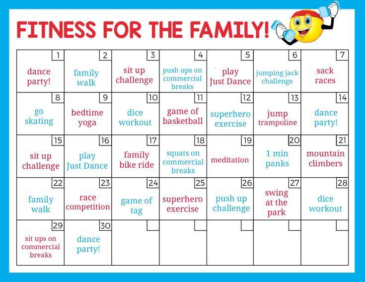15 fitness Challenge calendar ideas
