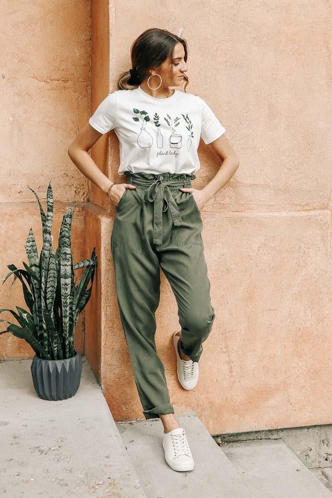 Tencel Paperbag Pants in Olive - Tencel Paperbag Pants in Olive -   15 style Outfits indie ideas