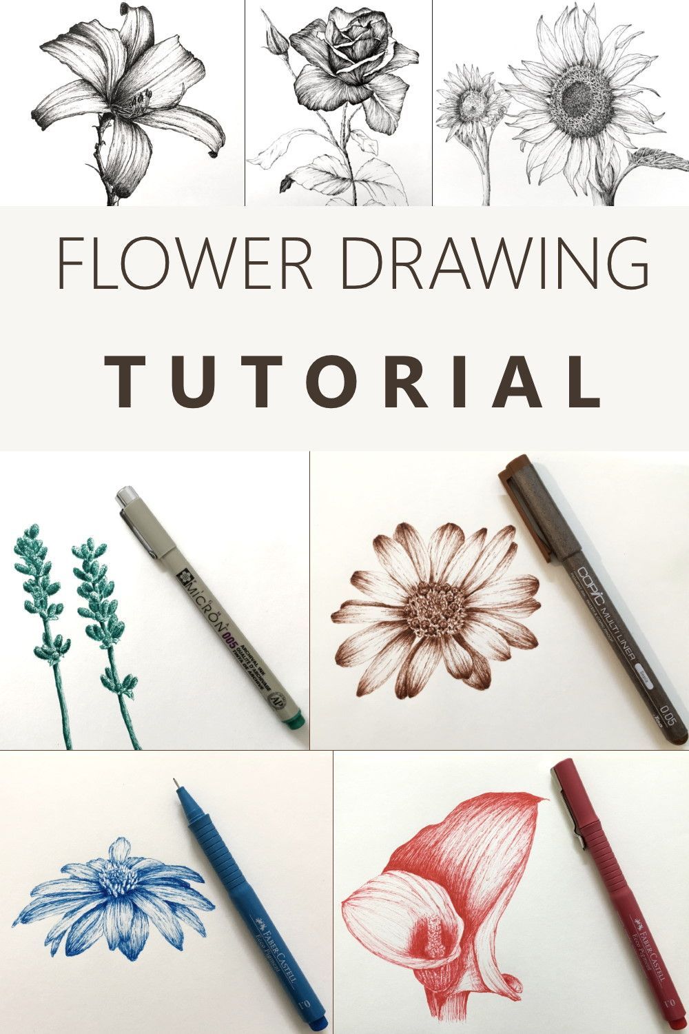 Learn How to Draw Flowers Using a Pen - Learn How to Draw Flowers Using a Pen -   16 beauty Drawings artworks ideas