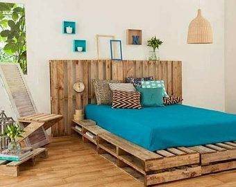 Pallet Bed - The Oversized Queen - Includes Headboard and Platform - Pallet Bed - The Oversized Queen - Includes Headboard and Platform -   16 diy Bed Frame corner ideas