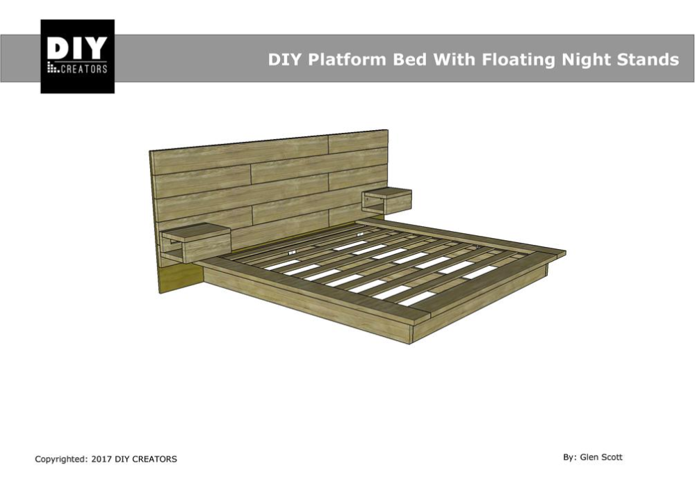 ( KING ) DIY Platform Bed With Floating Night Stands - ( KING ) DIY Platform Bed With Floating Night Stands -   16 diy Bed Frame with night stand ideas