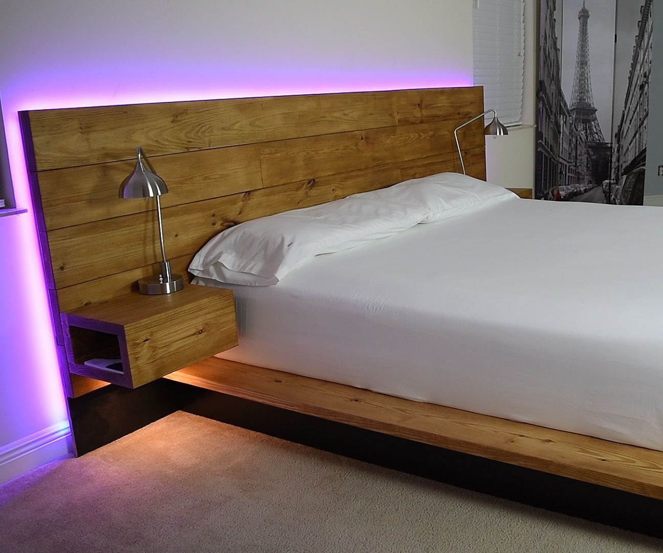 DIY Platform Bed With Floating Night Stands - DIY Platform Bed With Floating Night Stands -   16 diy Bed Frame with night stand ideas