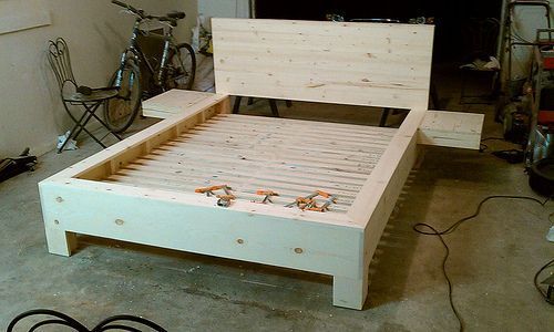 DIY Platform Bed With Floating Nightstands - DIY Platform Bed With Floating Nightstands -   16 diy Bed Frame with night stand ideas