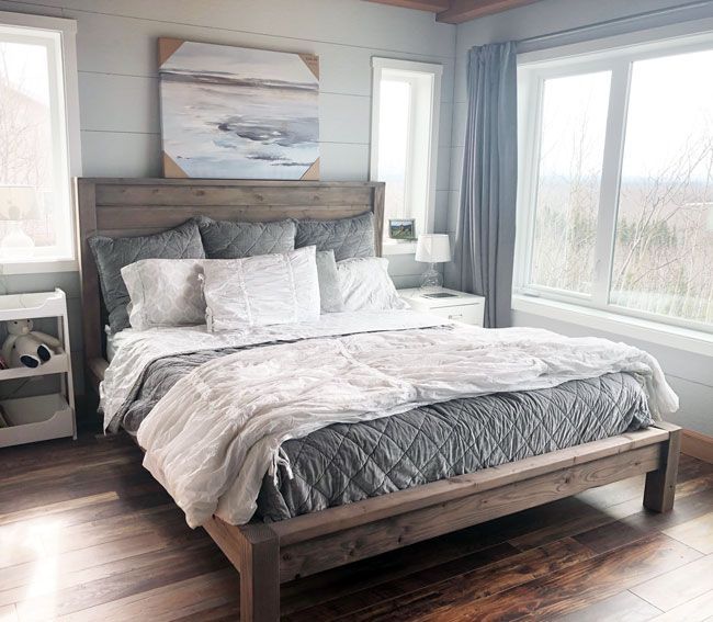 Modern Farmhouse Bed Frame | Ana White - Modern Farmhouse Bed Frame | Ana White -   16 diy Bed Frame with night stand ideas